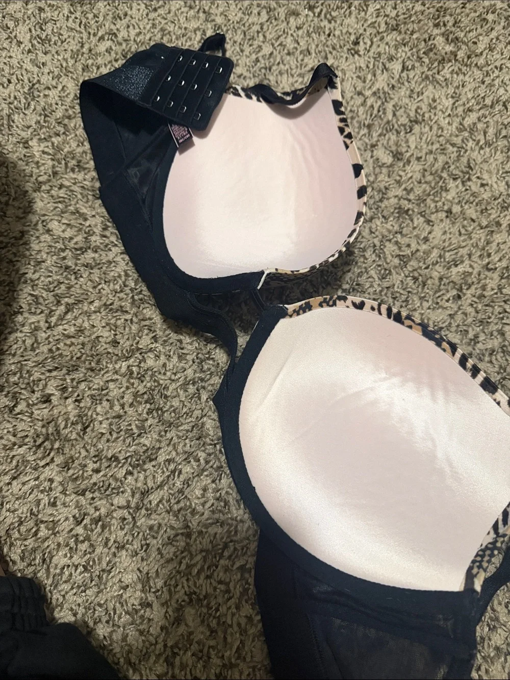 Victoria's Secret Leopard-Print Padded Bra in Black and Beige